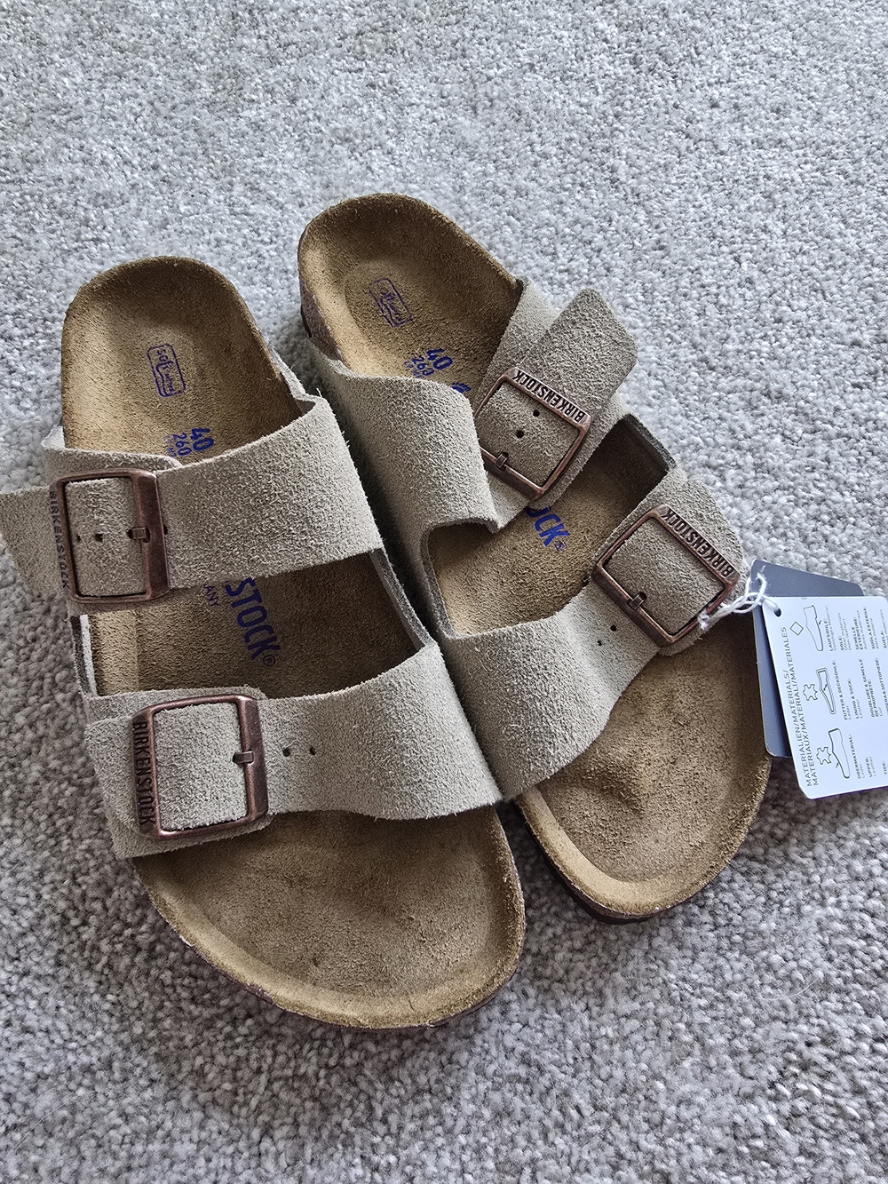 Birkenstock Arizona Suede Sandals 40 Narrow Soft Footbed New